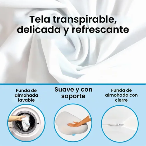 Vista 4 de Juego de almohada cervical de espuma viscoelástica con contorno en forma de nube con funda de almohada adicional, soporte suave para el cuello