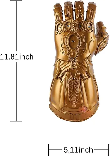 Vista 2 de Hero Infinity Guantelete con luz LED con imán extraíble Infinity Gem Guantelete de juguete regalo para niños color dorado