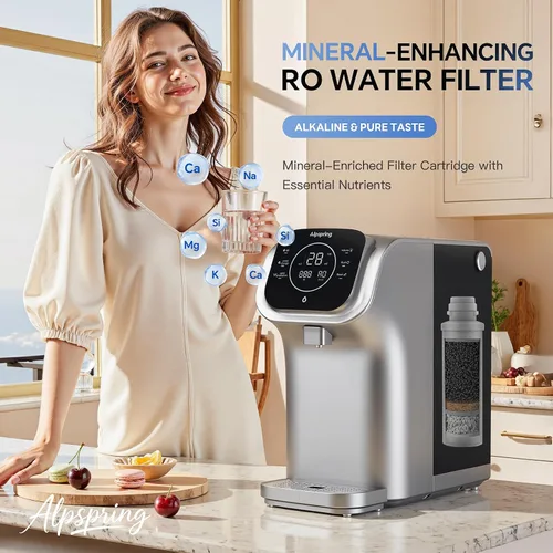Vista 5 de Sistema de ósmosis inversa de mostrador para el hogar, filtro de agua RO de 6 etapas con remineralización y UV, purificador de agua portátil sin