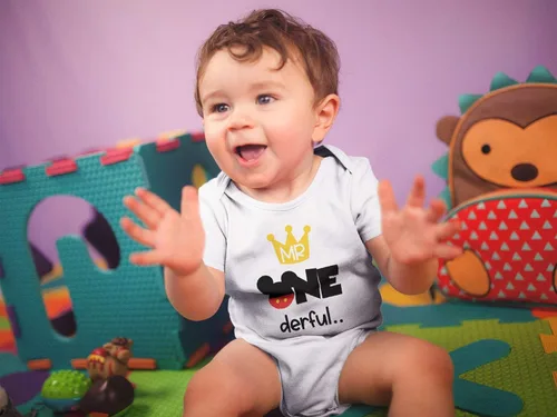 Vista 3 de Traje de primer cumpleaños de Luke Lulu Mouse 1er body para bebé niño único