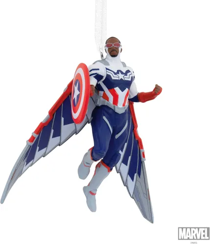 Vista 6 de Hallmark Marvel Avengers Capitán América Sam Wilson Adorno Navideño (0003HCM0856)