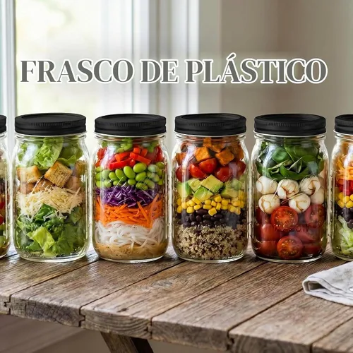 Vista 5 de novelinks Tarros de plástico de 32 onzas y tarros de plástico transparente Negro