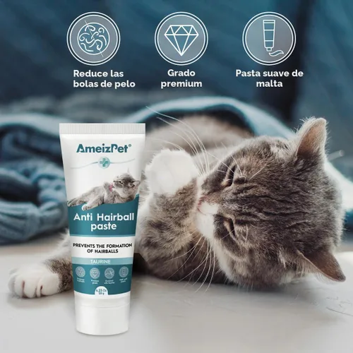 Vista 2 de AmeizPet - Remedio para bolas de pelo para gatos, sabor a carne, 4.23 onzas (4.23 oz)