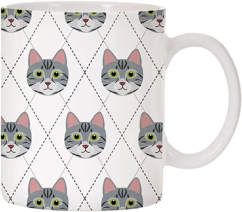 Vista 3 de Adorable Cat Breed Design Argyle Pattern Taza de café de cerámica (abisinian)