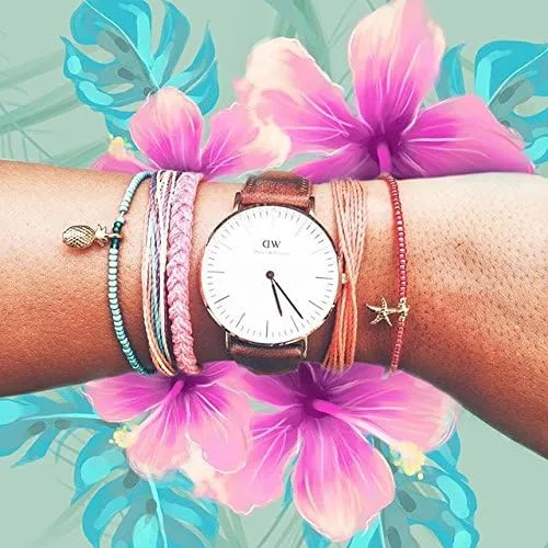 Vista 3 de Pura Vida - Pulsera sólida 100 % impermeable, hecha a mano con dije revestido y correa ajustable