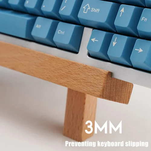Vista 4 de QQXX Soporte de pantalla de teclado de madera portátil, soporte triangular Soporte de teclado ajustable con diseño de ranura para tarjetas,Mini