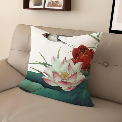 Vista 6 de Funda de almohada con estampado digital de loto zen chino, diseño de doble cara para sofá, sala de estar, decoración de dormitorio