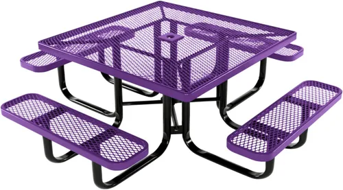 Vista 21 de COATEDOUTDOORFURNITURE Mesa de picnic cuadrada de 46 pulgadas, expandida, color negro