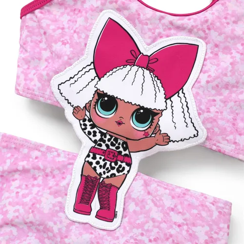 Vista 4 de L.O.L. Surprise! Traje de baño de una pieza para niña, con lazo, mariposa, volantes, verano, piscina, playa, deportes