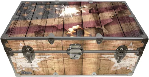 Vista 6 de C&N Footlockers Maletero de diseñador – 4 de julio – baúl de almacenamiento americana – iconos de pizarra americana - 32 x 18 x 13.5 pulgadas