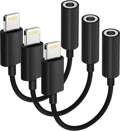 Vista 18 de Paquete de 1 adaptador Lightning a conector de auriculares de 0.138 in con certificación MFi de Apple para iPhone, adaptador auxiliar para iPhone