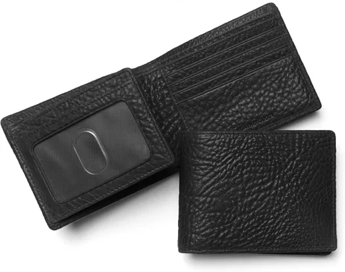 Vista 15 de Leatherology Billetera plegable de cuero para hombre con solapa para Negro Onyx