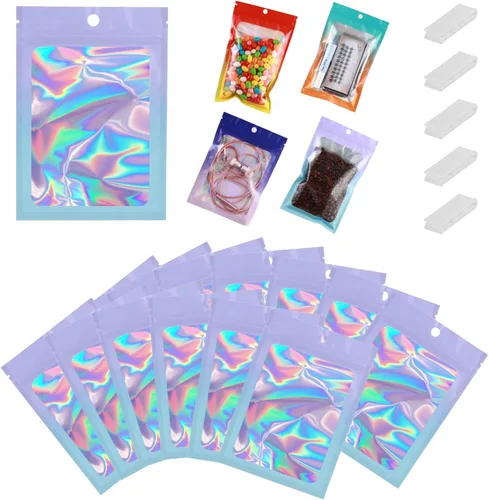 Vista 12 de 400 bolsas de Mylar resellables de 4 x 5 pulgadas, color negro, para almacenamiento de alimentos, bolsa resellable de Mylar con ventana transparente