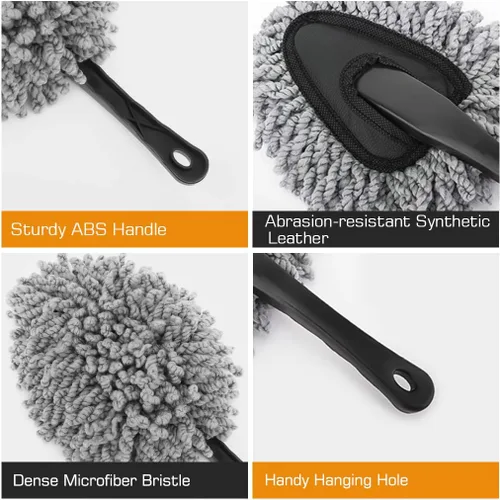 Vista 3 de MoKo Paquete de 2 plumeros de microfibra para salpicadero de automóvil, cepillo para detalles interiores súper suaves y antiarañazos