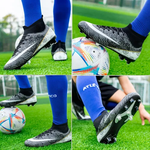 Vista 6 de Zapatos de fútbol para hombre, zapatos de fútbol de tierra firme, para adultos, atléticos para exterioresinteriores, profesionales de fútbol sala