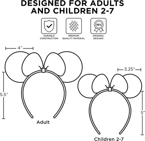 Vista 5 de Disney Minnie Mouse Ears Adult Set of 2 Headbands for Mommy and Me Matching for Adult and Little Girl