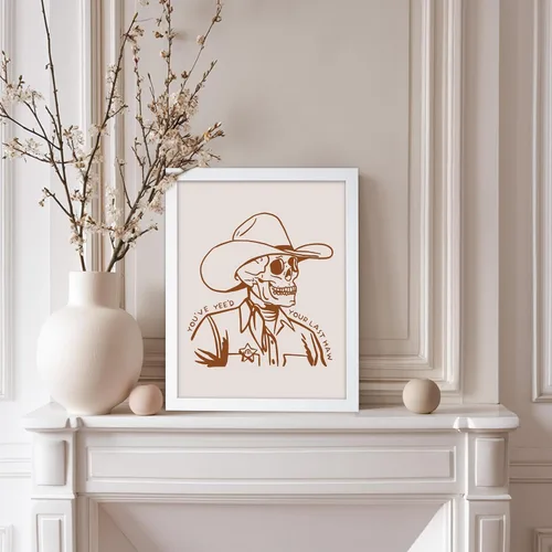 Vista 78 de Poster Master Póster de You've Yeed Your Last Haw - Impresión retro de vaquero marrón - Arte occidental - Arte moderno - Arte del salvaje oeste
