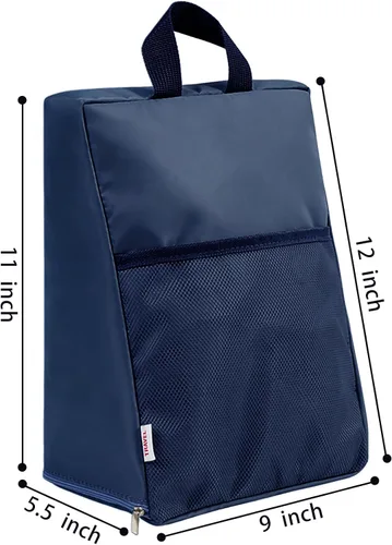 Vista 5 de Bolsa de zapatos portátil con malla para viajes, bolsas de almacenamiento de zapatos organizador para embalaje, Azul marino, Moda