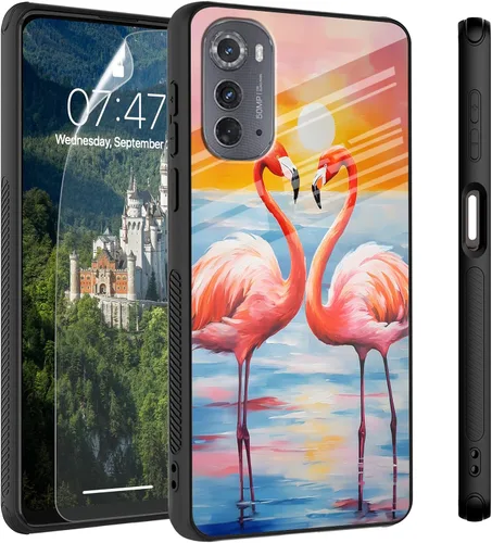 Vista 38 de Funda para Motorola Moto Edge 2022, cubierta trasera de vidrio templado con protector de pantalla, funda protectora a prueba de golpes para Motorola