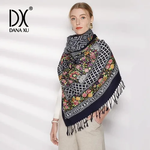 Vista 4 de DANA XU 100 Pure Wool Large Size Scarf Pashminas Shawls And Wraps For Women