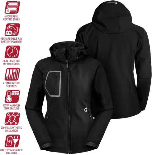 Vista 4 de Gerbing Chaqueta térmica Torrid 2.0 Softshell para mujer, ropa térmica con batería de 7 V, deportes de invierno, camping, caza