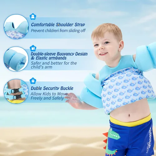 Vista 4 de COVACURE Toddler Swim Vest - Swim Float for Girls and Boys 22-66lbs, Toddler Floaties for Child Learn Swiming Training, Infant Safety Swim Aid
