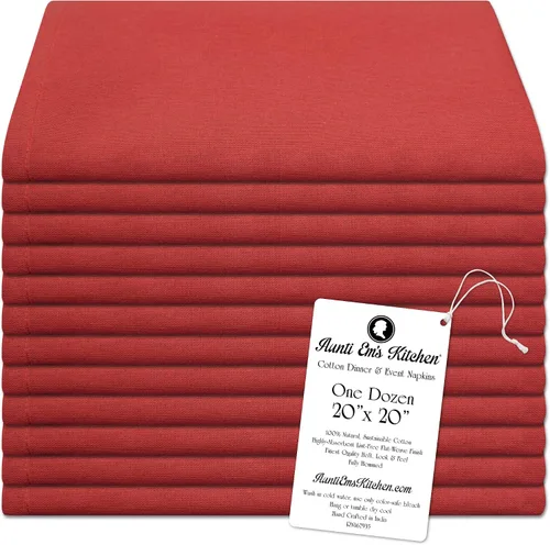 Vista 9 de Aunti Em's Kitchen Servilletas de Tela de Algodón Color Albaricoque 20 x 20 Pulgadas de Gran Tamaño 100% Natural Ropa de Casa a Granel para Cenas