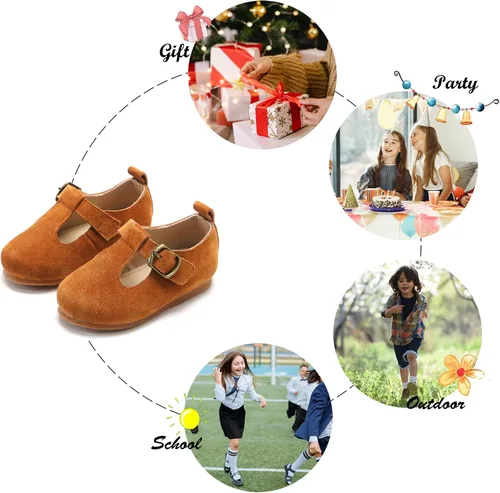 Vista 5 de Felix & Flora Zapatos de vestir planos Oxfords para niña pequeña, zapatos de princesa Mary Jane para fiesta escolar, zapatos de fiesta