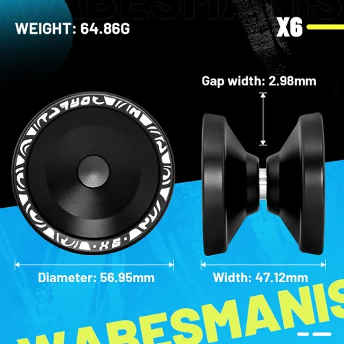 Vista 2 de X6 Yoyo profesional de trucos para niños y principiantes, Yoyo 6061 Responsive Yoyos de aleación de aluminio con rodamiento KK, eje, bolsa, 10