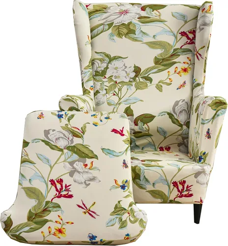 Vista 31 de CRFATOP 2 fundas elásticas para silla con respaldo de alas de mariposa, fundas de tela de elastano con respaldo de ala, fundas para sillón con parte
