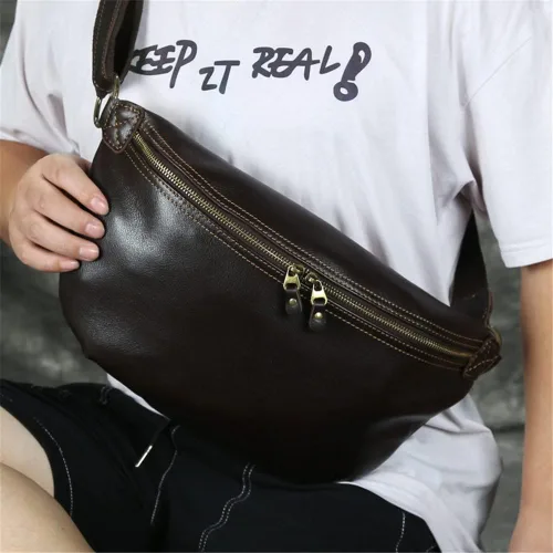 Vista 2 de Ztimi Postman - Bolsa de pecho de gran capacidad, mochila retro para hombre, casual, bolsa de mensajero de hombro