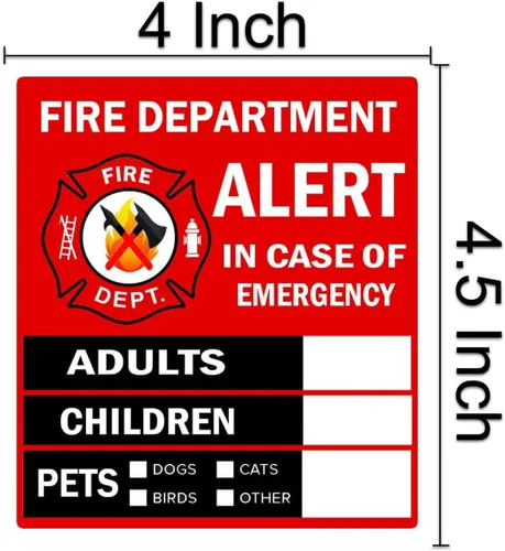 Vista 2 de Adhesivo para búsqueda de personas y mascotas con alerta de emergencia, adultos, niños y mascotas, 4 x 4.5 pulgadas, para departamento de bomberos