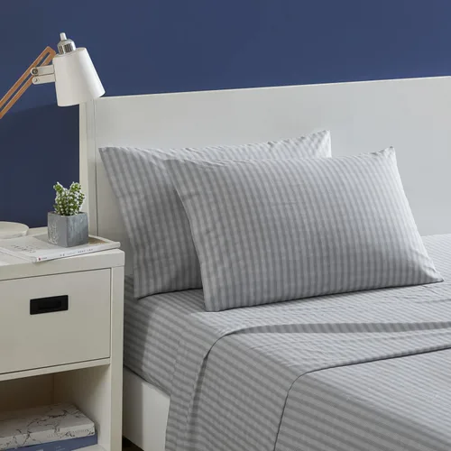 Vista 26 de Nautica - Sábanas, juego de ropa de cama de percal de algodón con funda de almohada a juego, vigorizante y fresco, bolsillo profundo