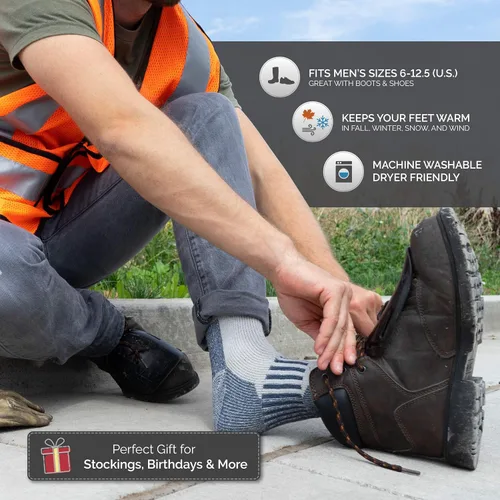 Vista 3 de HOT FEET Paquete de 4 calcetines para hombre, calcetines de senderismo activos y exteriores, totalmente acolchados, mezcla de lana térmica