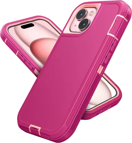 Vista 19 de Jelanry - Funda para iPhone 15 5G, protección resistente, resistente, color negro Dropproof & Dual-Layer Protective Back Cover with Port Anti
