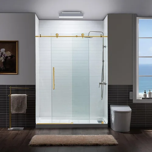 Vista 10 de Woodbridge MSDC4876-BG - Puertas de ducha sin marco de 44-48 pulgadas de ancho x 76 pulgadas de alto con vidrio templado transparente de 3/8