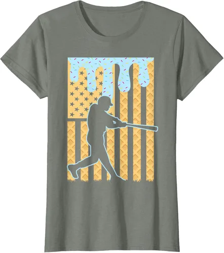 Vista 13 de Camiseta de béisbol Drip Boys Dripping Ice Cream Baseball American Flag, Negro -, Pequeña