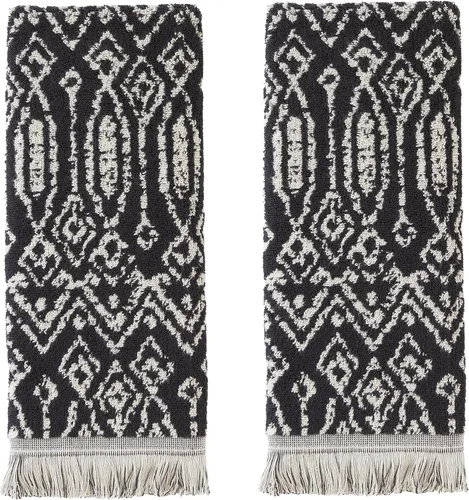 Vista 10 de SKL Home Amherst Medallion - Toalla de baño 100 % algodón, 600 GSM, suave y absorbente, reversible jacquard, negro