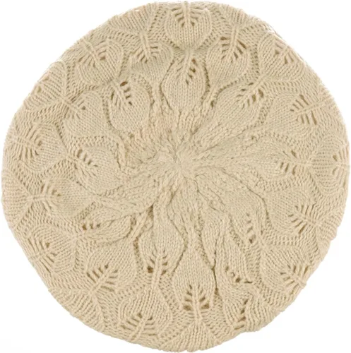 Vista 2 de BYOS - Gorro de boina francesa de punto suave con corte de hojas para mujer