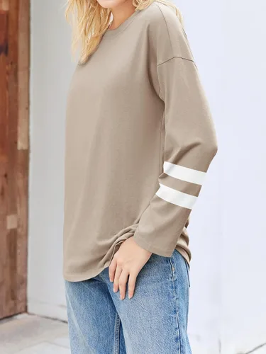 Vista 3 de Fisoew Camisetas de manga larga para mujer, holgadas, casuales, con cuello redondo, blusa suave