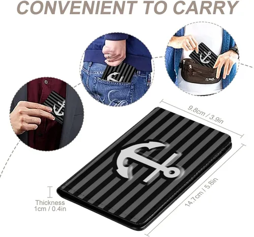 Vista 8 de Leather Passport Holder RFID Blocking Passport Wallet Travel Documents Protector with Credit Card Slots
