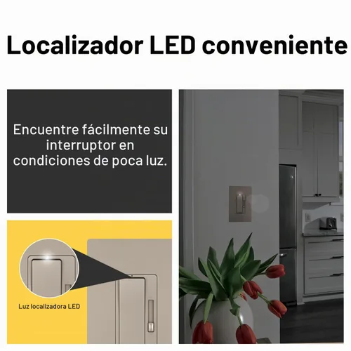 Vista 5 de Legrand Radiant - Interruptor de luz LED de 450 W, 3 vías, color níquel, paquete de 1
