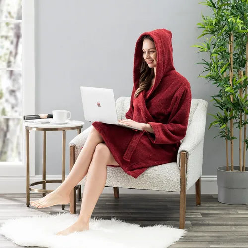 Vista 5 de NINE WEST Woman's Hooded Terry Cloth Luxury Bathrobe, 100% Turkish Cotton