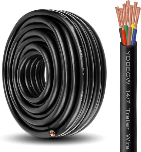 Vista 19 de Cable de Remolque de 4 Vías - Calibre 14, 4 Conductores, 10 Pies, Extensión de Cable Resistente de Cobre Puro, Cordón de Cableado para Remolque RV