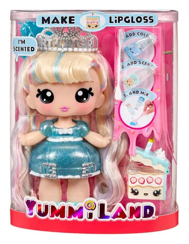 Vista 2 de Yummiland Muñeca grande + Lipgloss Pet - Pastel de cumpleaños
