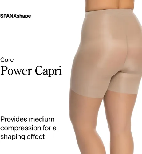 Vista 2 de SPANX Power Capri - Pantimedias sin pies moldeadoras para el cuerpo para control del núcleo, longitud ajustable, cintura cómoda
