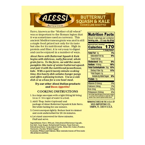 Vista 3 de Alessi Autentico, Farro de grano romano sazonado de primera calidad, cocina como risotto, saludable para el corazón, fácil de preparar, 7 onzas