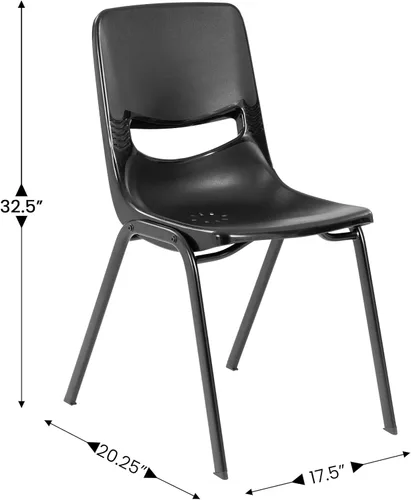 Vista 2 de EMMA + OLIVER Silla de aula negra apilable Flex Comfort Negro