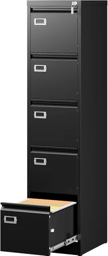 Vista 13 de SISESOL - Archivador de 4 cajones con cerradura y etiqueta, archivador vertical blanco, archivadores de cierre estrecho con cajones, almacenamiento