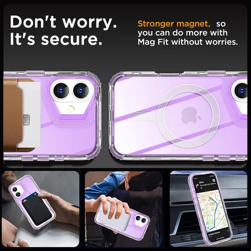 Vista 2 de AICase para iPhone 16 Plus, Funda Transparente Compatible con MagSafe, Protección contra Caídas de 3 en 1, Resistente a Prueba